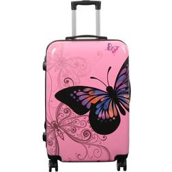 Borg Living Hardcase Kuffert Str Medium Sommerfugl Lyserød