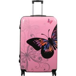 Borg Living Hardcase Kuffert Med Motiv Sommerfugl Lyserød