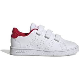 adidas Kid's Advantage Lifestyle Court Hook & Loop - Cloud White/Cloud White/Better Scarlet