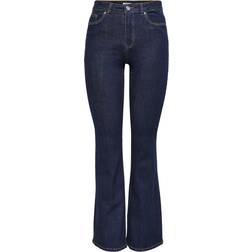 Only Flared Fit High Waist Jeans - Blue/Dark Blue Denim