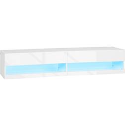 Homcom Wall Mounted High Gloss White TV Bench 150x40cm