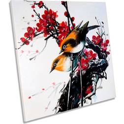 Marlow Home Co Oriental Birds Floral Multicolour Framed Art 40.6x40.6cm