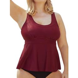 Shapermint Essentials Adjustable Strap Wire Free Tankini - Burgundy