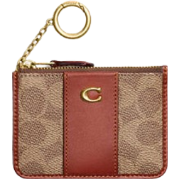 Coach Mini Skinny Id Case In Signature Canvas - Brass/Tan/Rust