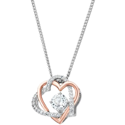 Clogau Always in My Heart Pendant Necklace - Rose Gold/Silver/Topaz