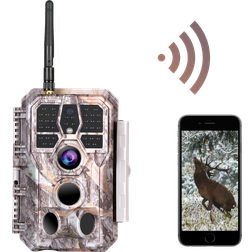 BlazeVideo Caméra de Chasse WiFi Bluetooth, 32MP HD 1296P et Vision Nocturne,0.1S Temps de Déclenchement,No Glow LED Infrarouge et IP66 Étanche A280W Gris