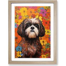 Marlow Home Co Shih Tzu Oak Framed Art 46x64cm