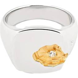 Tom Wood Mined Ring Large - Silver/Gold/Diamond