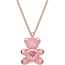 Swarovski Teddy Pendant Necklace - Rose Gold/Pink/Transparent