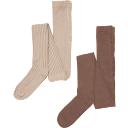 Minymo Strumpbyxor Ull Rib 2-pack - Hazel Brown (5979-202)