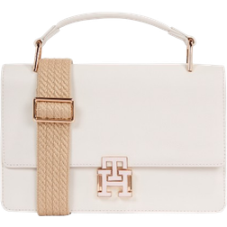 Tommy Hilfiger Medium Leather Push Lock Crossover Bag - Feather White