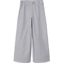 Name It Kid's Striped Wide Leg Trousers - Black