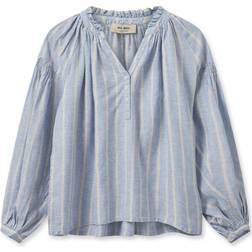 Mos Mosh Safi Striped Linen Shirt - Cashmere Blue