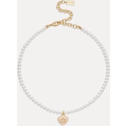 Coach Heart Gold-Plated Faux Pearl Choker Necklace
