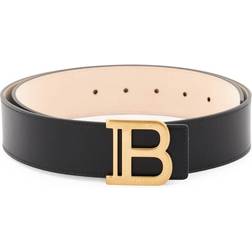 Balmain Logo Plaque Leather Belt - Black