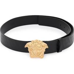 Versace La Medusa Greca Leather Belt 4cm - Black/Gold