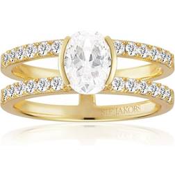 Sif Jakobs Ellisse Carezza Piccolo 18k guldpläterad, med vita zirkoner Ring