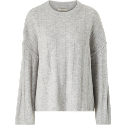 Gina Tricot Wide Rib Knitted Sweater - Lt Grey Melange