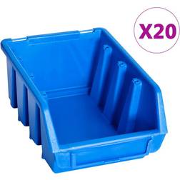 vidaXL Stacking Storage Bins 20 pcs Blue Plastic