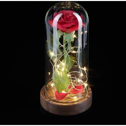 Relaxdays Eternal Rose with Light Chain Red Dekoration