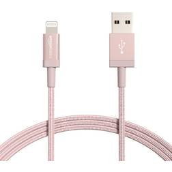 Amazon Basics Amazon Basics Nylon USB-A to Lightning Cable Cord, MFi Certified Charger for Apple iPhone, iPad, Rose Gold, 6-Ft, 2-Pack