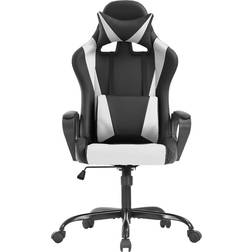 BestOffice Adjustable & Ergonomic Swivel Gaming Chair - Black/White