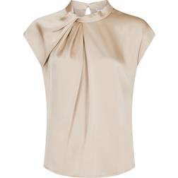 Neo Noir Fleur Drapy Satin Bluse Sand