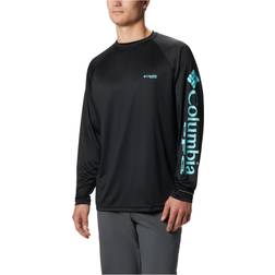 Columbia Men PFG Terminal Tackle Long Sleeve Tee Black/Gulf Stream Logo