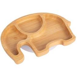 Tiny Dining Toddler Weaning Feeding Elephant Bamboo Baby Suction Plate