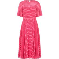 Hobbs Petite Eleanor Spot Fit And Flare Dress - Pink/Ivory