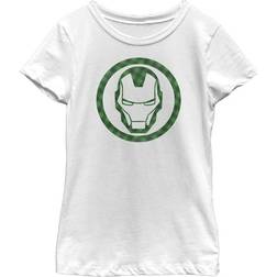 Marvel Girl's St. Patrick's Day Lucky Iron Man Mask T-shirt - White