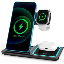 Irich 3 in 1 Wireless Charger Station Black