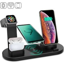Eranpo Black Qi Wireless Charger 4 in1 Charging Dock Station for AirPods Apple iWatch iPhone