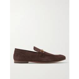 Gucci Jordaan Horsebit Suede Loafers Men Brown