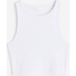 H&M Damen Cropped Tanktop Weiß