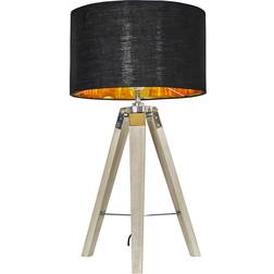 ValueLights Modern Distressed Black/Gold Table Lamp 63cm