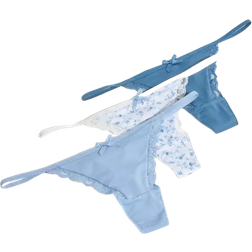 Nelly Adore Me Thong 3-pack - Blue Patterned