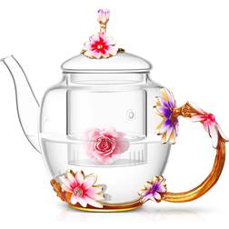 Tech 35OZ Enamel Flower Teapot