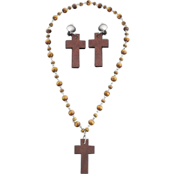 Widmann Nun Rosary & Cross Jewelry Set Brown