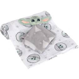 Lambs & Ivy Star Wars Baby Yoda/The Child Swaddle Blanket & Lovey Gift Set