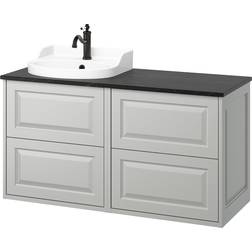 IKEA TÄNNFORSEN kommod/tvättställ/kran, ljusgrå/svart