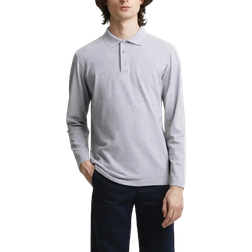 ASKET The Long Sleeve Pique Polo - Grey Melange