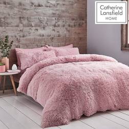 Catherine Lansfield Cuddly Faux Fur Set Duvet Cover Pink
