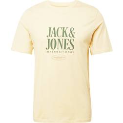 Jack & Jones Men's Jorlucca Crew Neck T-shirt - Italian Straw