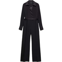 Mango Luisa Shirt Collar Long Jumpsuit - Black