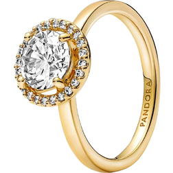 Pandora Sparkling Round Halo Ring - Gold/Transparent