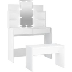 vidaXL Vanity Table set with LED Light White Toeletta 40x96cm