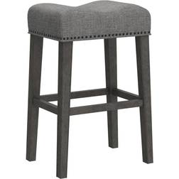 Roundhill Furniture Coco Upholstered Backless Saddle Grey Seating Stool 29" 2pcs