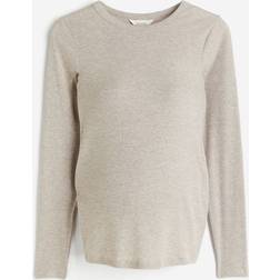 H&M MAMA Beige Ribbet top jersey