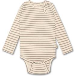 Petit Piao Striped Long Sleeve Bodysuit - Simple Taupe